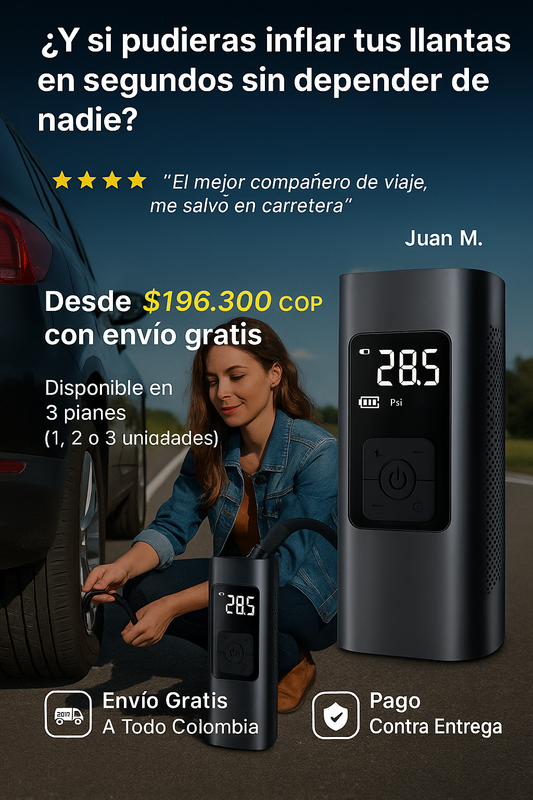 Inflador Portatil + Accesorios